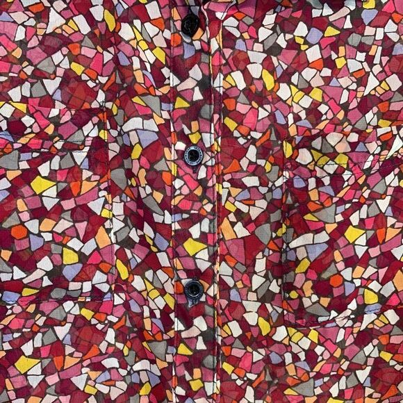 Liz Claiborne Petite Windowpane Print Button Down Blouse - Picture 3 of 9